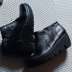 Clarks Black Leather Ankle Booties